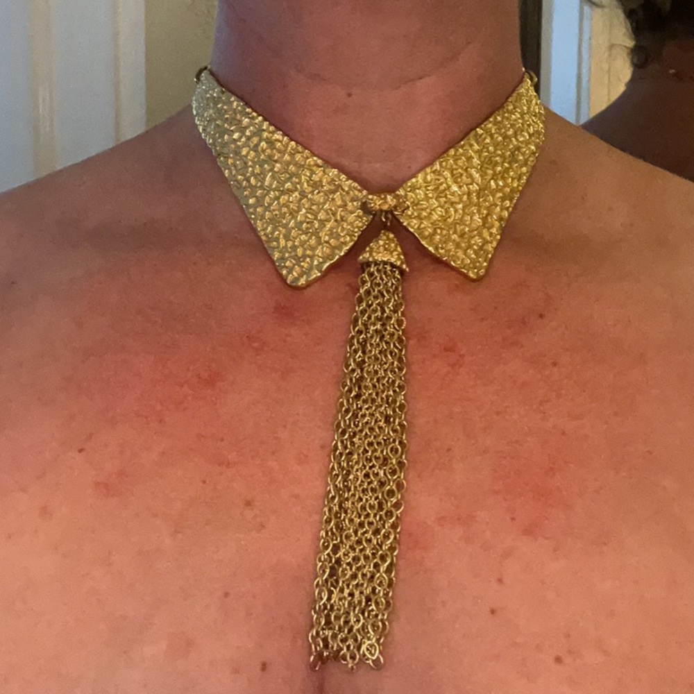 Rare Trifari Brutalist Monderist Hammered Choker.